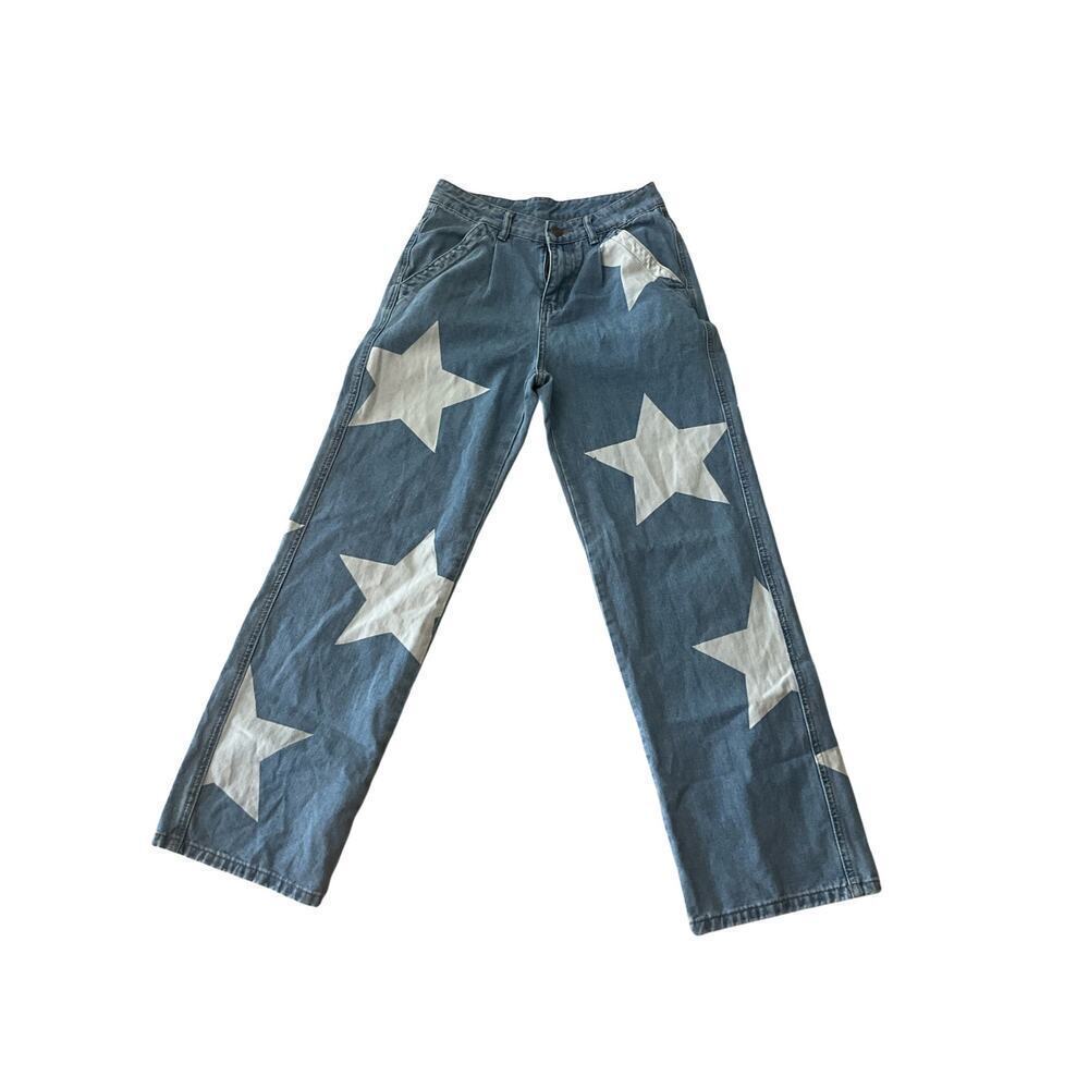 Jag Womens Star Wide Leg Jeans Mid Rise Pockets Casual Denim‎ Medium Wash Size 4